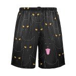 Cute Black Cats Pajama shorts Mens Lounge Sleep Shorts Straight-Fit Men Pajama Bottoms with Drawstring Pockets, Color01, Medium