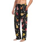 Vintage Guitar Men's Straight-Fit Sleep Pajama Pant Lounge PJ Bottoms with Pockets Drawstring