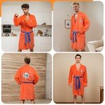 Anime Robe Pajamas Bathrobe for Mens Dragon Z Anime Pajamas Onesie Men Bath Robe Long Bathrobes Cosplay, Orange, X-Large