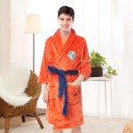 Anime Robe Pajamas Bathrobe for Mens Dragon Z Anime Pajamas Onesie Men Bath Robe Long Bathrobes Cosplay, Orange, X-Large