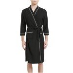 Men’s Waffle Robe Plus Size Bathrobe Lightweight Spa Soft Sleepwear Kimono Robes Long Sleeve Pajamas with Pockets