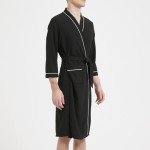 Men’s Waffle Robe Plus Size Bathrobe Lightweight Spa Soft Sleepwear Kimono Robes Long Sleeve Pajamas with Pockets