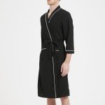 Men’s Waffle Robe Plus Size Bathrobe Lightweight Spa Soft Sleepwear Kimono Robes Long Sleeve Pajamas with Pockets