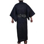 thefancypumpkin Jinbei Men's Japanese Yukata Japanese Kimono Home Robe Pajamas Dressing Gown#09[Size L]