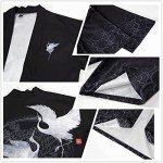 Men's Japanese Style Kimono Tops Pants Sets Chinese Robes Kimono Pajamas Suit Seven Sleeves Cardigan & Shorts, Style-8, Medium