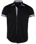 Men's Casual Button Down Short Sleeve Shirt - Black