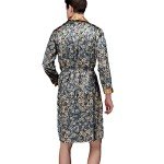 ZUEVI Men's Long Sleeve Satin Kimono Robe Dragon Lightweight Bathrobe Pajamas, Emerald, Large