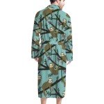 AFPANQZ Men's Bathrobe Big and Tall Full Length Sleepwear Long Sleeve Lightweight Pajama Shawl Robe with Pockets Nightgown, Sloth, One Size
