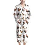doginthehole Soft Robes for Men Comfy Sleepwear Short Nightgown Pajamas Lightweight Loungewear with Two Pocket, Chicken White, One Size