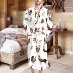 doginthehole Soft Robes for Men Comfy Sleepwear Short Nightgown Pajamas Lightweight Loungewear with Two Pocket, Chicken White, One Size