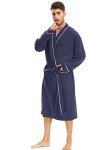 SWEET RABBIT Men Lightweight Robes Long Knit Bathrobe Men's Summer Soft Lightweight Pajamas Mens Nightwear , Blue, Small-Medium