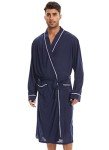 SWEET RABBIT Men Lightweight Robes Long Knit Bathrobe Men's Summer Soft Lightweight Pajamas Mens Nightwear , Blue, Small-Medium