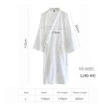 HAOZAIKEJI Men Kimono Pajamas One Piece Bathrobe Yukata Spa Robe Cotton Causal Nightgown Sleepwear Japanese Loose Loungewear, White, 40-46