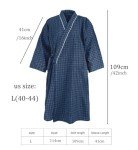 HAOZAIKEJI Women Kimono Pajamas Couple One Piece Bathrobe Men Yukata Spa Robe Cotton Causal Nightgown Sleepwear Loungewear, Men Navy, 40-46
