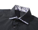 Men's Casual Button Down Short Sleeve Shirt - Black