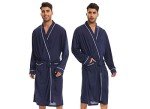 SWEET RABBIT Men Lightweight Robes Long Knit Bathrobe Men's Summer Soft Lightweight Pajamas Mens Nightwear , Blue, Small-Medium