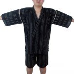 ZEALMAX Kimono Traditional Japanese Style Pajamas Set Shirt and Shorts, Men's Cotton Linen Loungewear Bathrobe Casual Clothes Multicolor, Multicolor, Large
