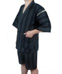 ZEALMAX Kimono Traditional Japanese Style Pajamas Set Shirt and Shorts, Men's Cotton Linen Loungewear Bathrobe Casual Clothes Multicolor, Multicolor, Large