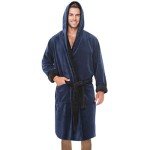 Mens Robes And Bathrobes,Men Soft Plush Fleece Hooded Robe Shawl Collar Kimono Bathrobe Cozy Warm Flannel Fleece Spa Robes House Coat Pajamas Y1031