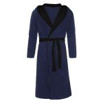 Mens Robes And Bathrobes,Men Soft Plush Fleece Hooded Robe Shawl Collar Kimono Bathrobe Cozy Warm Flannel Fleece Spa Robes House Coat Pajamas Y1031