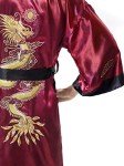 MORCOE Men's Chinese Dragon Embroidered Satin Long Men Robe,Smoking Jacket Yukata Pajamas Kimono for Men (Style3 Wine Red(Two-Side Wear))