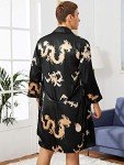 SOLY HUX Men's Long Sleeve Silk Sleepwear Satin Kimono Robe with Shorts Pajamas Set, Black, XX-Large