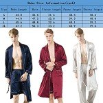 Wowcarbazole Men's Satin Robe Set Kimono Silky Lightweight Bathrobes Set With Shorts or Pajamas Pants, Grey, Large