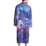 HUGS IDEA Long Bath Robe for Men Plush Pajamas Sleepwear Housecoat Soft Fleece Bathrobes Nightgown, Wolf Rose, One Size
