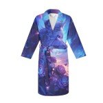 HUGS IDEA Long Bath Robe for Men Plush Pajamas Sleepwear Housecoat Soft Fleece Bathrobes Nightgown, Wolf Rose, One Size