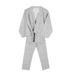 ITODA Japanese Style Robes Kimono Pajamas Suit Women Men Dressing Gown Set with Pocket, Grey-l, One Size