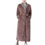 zcgoxvn Men's Winter Robes Fleece Sleepwear Long Plush Bathrobe Full Length Spa Robe Comfy Sherpa Pajamas with Belt