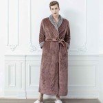 zcgoxvn Men's Winter Robes Fleece Sleepwear Long Plush Bathrobe Full Length Spa Robe Comfy Sherpa Pajamas with Belt