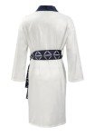 FURPHI Men's Robe Fuzzy Pajamas Bathrobes Shower Spa Homewear Long Robe with Belt Pockets, White, Medium