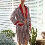 Lu's Chic Men's Satin Pajama Set Silk Bathrobe Shorts Long Sleeves Pockets Soft Kimono Robe Set Red US S (TagXL)