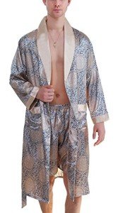 AIEOE Men's Japanese Yukata Japanese Kimono Home Robe Pajamas Dressing Gown Blue