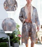 AIEOE Men's Japanese Yukata Japanese Kimono Home Robe Pajamas Dressing Gown Blue