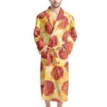 AFPANQZ Men Bathrobe with Pockets Full Length Sleepwear Long Sleeve Lightweight Pajama Shawl Robe Waffle Nightgown Big & Tall, Pizza, One Size