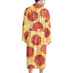 AFPANQZ Men Bathrobe with Pockets Full Length Sleepwear Long Sleeve Lightweight Pajama Shawl Robe Waffle Nightgown Big & Tall, Pizza, One Size