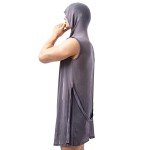 YUFEIDA Men's Robe with Hood Sheer Soft Bathrobe Lightweight Pajamas Shirt Open Front Summer Shawl Robe with Adjustable Belt, Robe Grey, X-Large