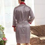 Lu's Chic Men's Satin Pajama Set Silk Bathrobe Shorts Long Sleeves Pockets Soft Kimono Robe Set Red US L (Tag3XL)