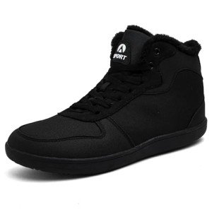 MCICI Winter Shoes Mens Snow Boots Waterproof Hiking Boots Fur Lined Warm Ankle Boots Outdoor Booties Walking Shoes Sneakers,Black,Size 10.5