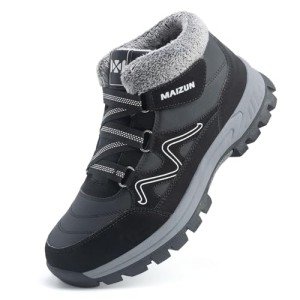 Mens Winter Boots Causal Lightweight Snow Boots Warm Fur Lined Hiking Boots Water-Resistant Comfortable Ankle shoes Outdoor Walking