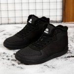 MCICI Winter Shoes Mens Snow Boots Waterproof Hiking Boots Fur Lined Warm Ankle Boots Outdoor Booties Walking Shoes Sneakers,Black,Size 10.5