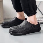 BILIKEYU Mens Water-proof Garden Shoe Outdoor Slip-On Rain Footwear Soft Rubber Rain Shoes Casual Walking Hiking Shoes, Black, 11