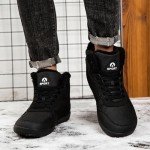 MCICI Winter Shoes Mens Snow Boots Waterproof Hiking Boots Fur Lined Warm Ankle Boots Outdoor Booties Walking Shoes Sneakers,Black,Size 10.5