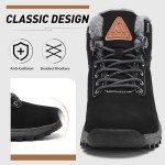 Mens Womens Winter Warm Snow Boots Slip On Waterproof Outdoor Casual Walking Hiking Shoes Black 8 Women/6.5 Men