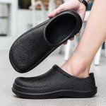 BILIKEYU Mens Water-proof Garden Shoe Outdoor Slip-On Rain Footwear Soft Rubber Rain Shoes Casual Walking Hiking Shoes, Black, 11