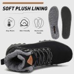 Mens Womens Winter Warm Snow Boots Slip On Waterproof Outdoor Casual Walking Hiking Shoes Black 8 Women/6.5 Men