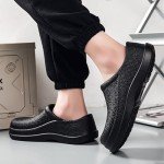 BILIKEYU Mens Water-proof Garden Shoe Outdoor Slip-On Rain Footwear Soft Rubber Rain Shoes Casual Walking Hiking Shoes, Black, 11