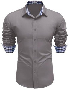Light Grey Plaid Long Sleeve Button Down Shirt